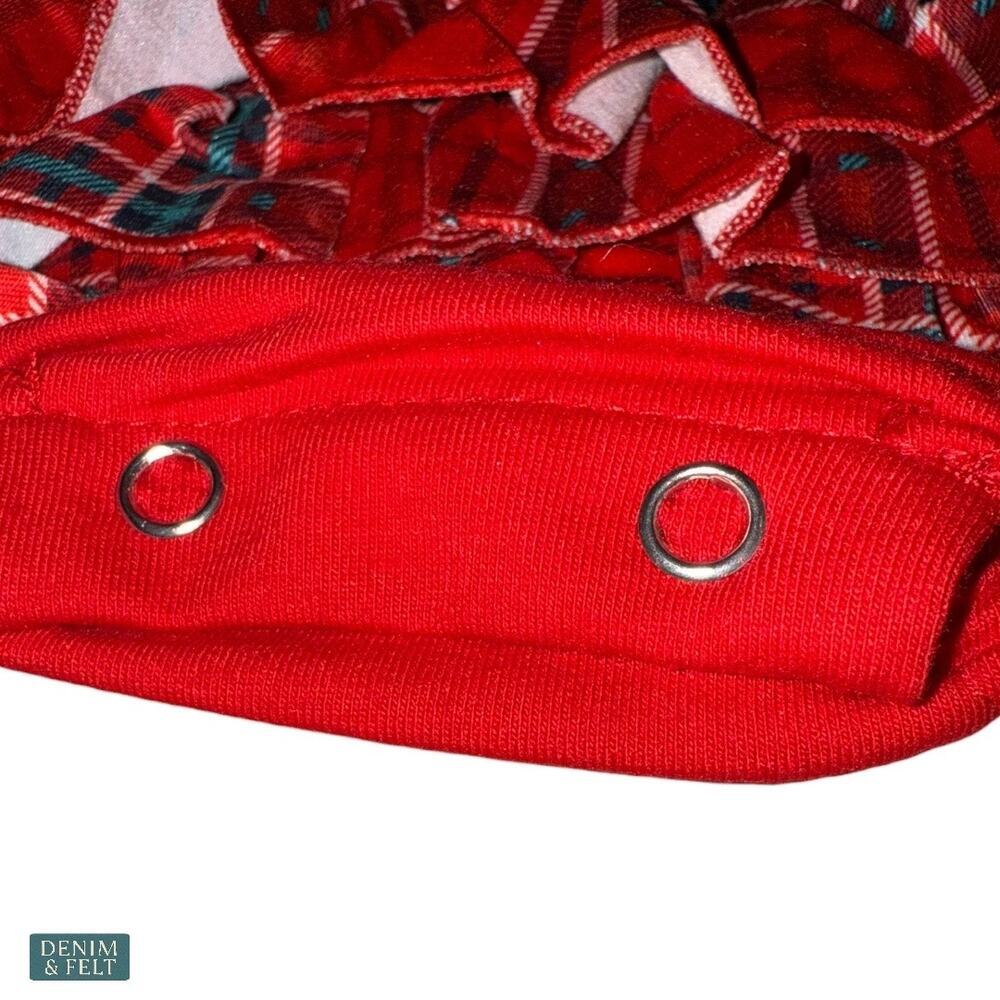 NEW Abby & Evie Red Plaid Ruffle Christmas Tree Bubble Romper‎ 3M - Picture 5 of 7